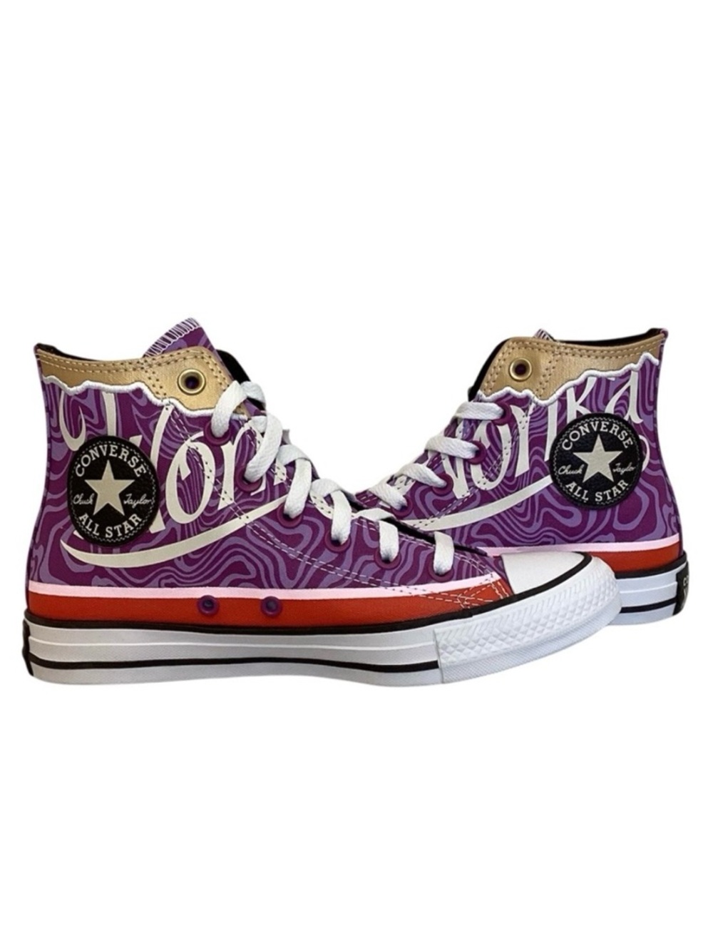 Converse 7 New Willy Wonka Chuck Taylor All Star High Purple Swirl Sneakers